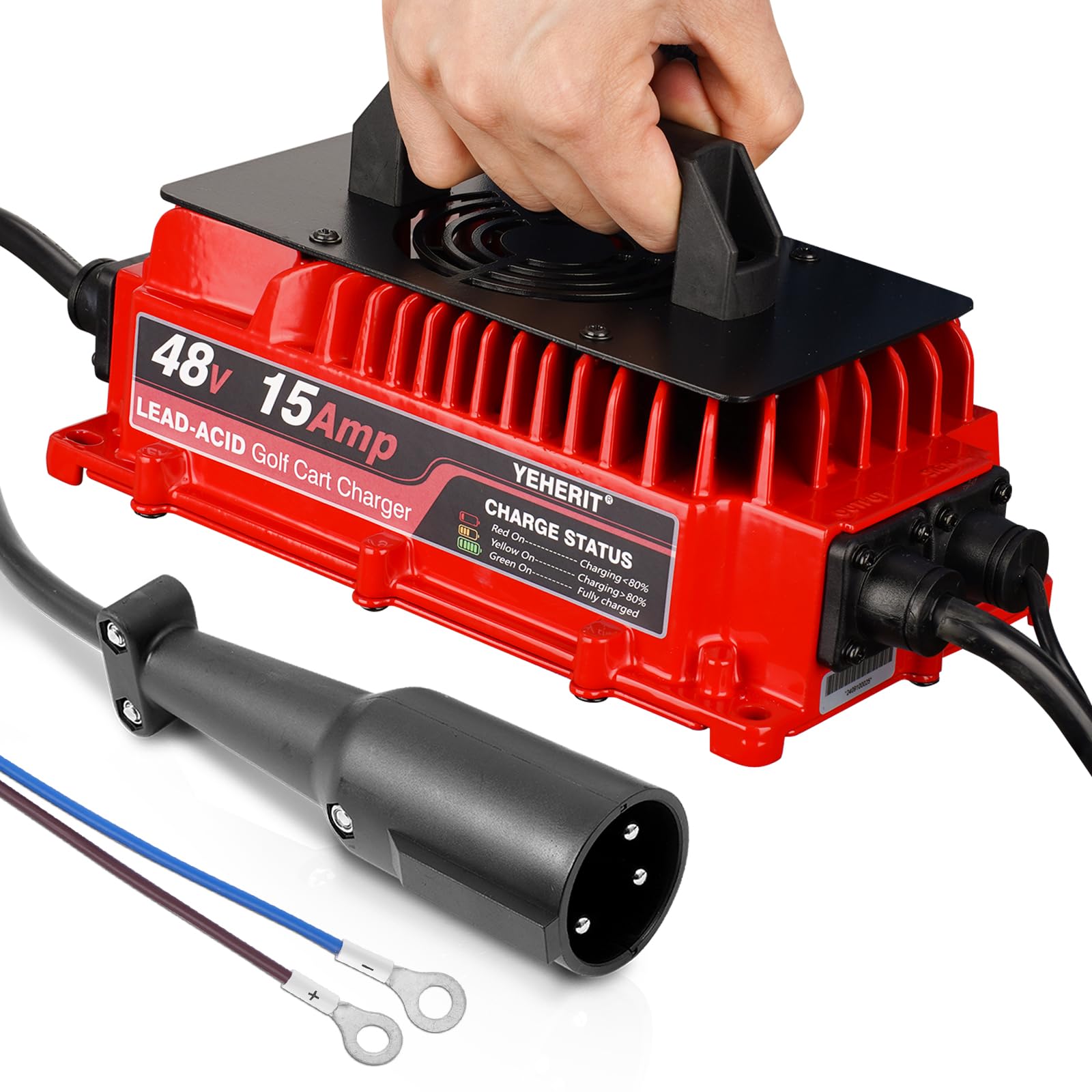 48V 15A Golf Cart Battery Charger for Club Car - Fast Charging & Waterproof Design - Perfect for Golf Carts, Electric Vehicles & Outdoor Power Equipment