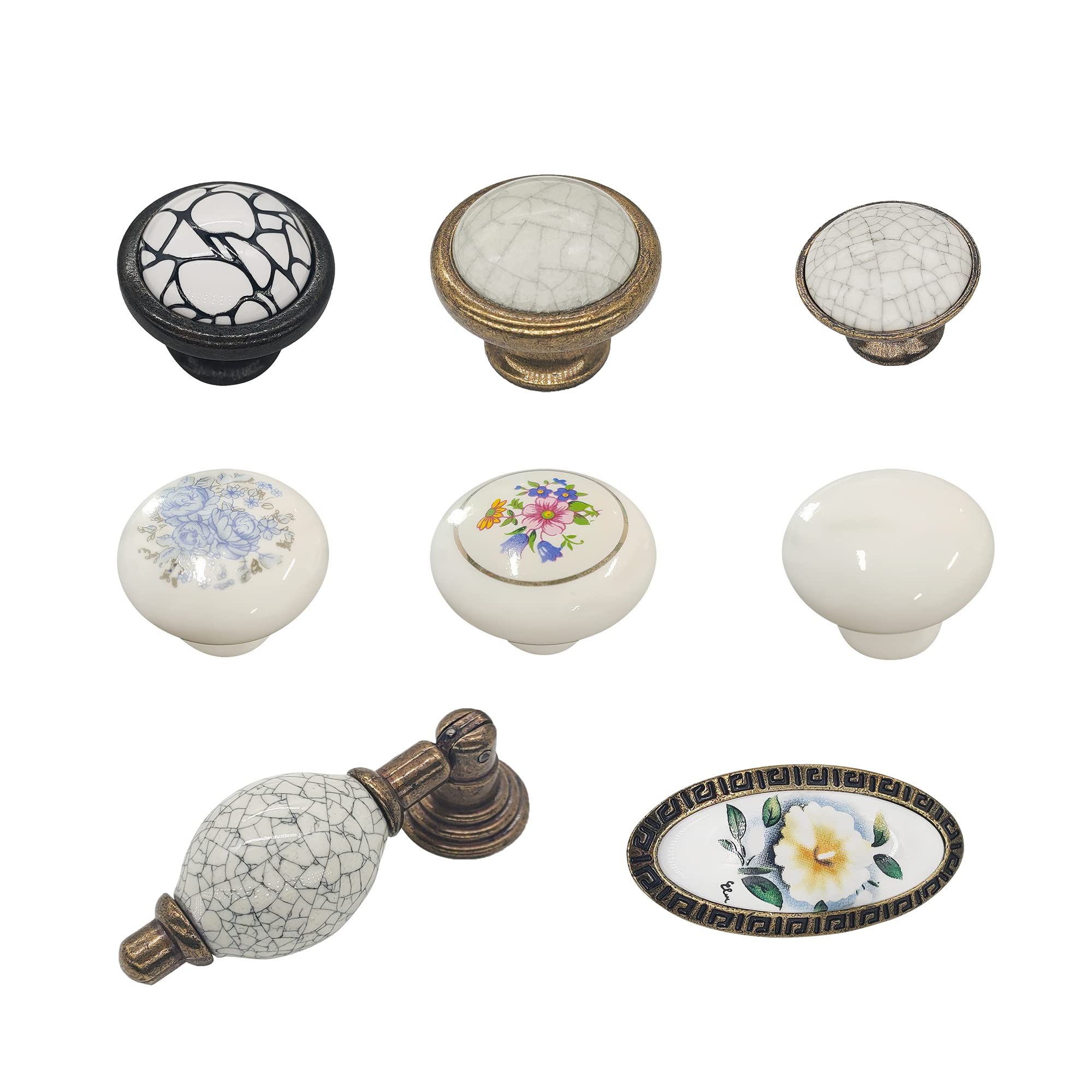 VEDURME 8 Pack Ceramic Drawer Knobs - Round Cabinet Handles for Kitchen, Bathroom & Dressing Table - Stylish Furniture Hardware in Multiple Colors - Perfect for Home Decor & DIY Furniture Upgrade