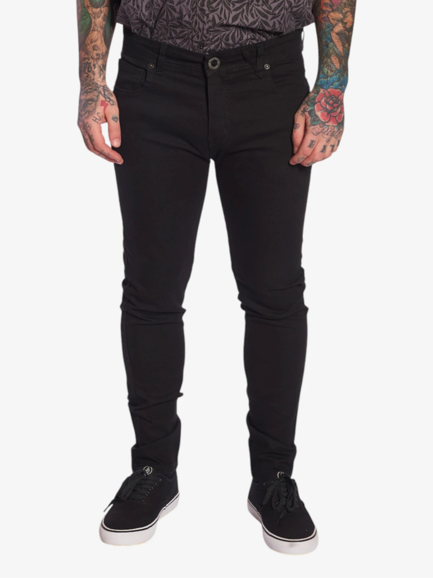 Volcom 2x4 Stone Wash Black Jeans for Men - Stylish Slim Fit Denim Pants for Casual Wear, Street Fashion & Everyday Outfits