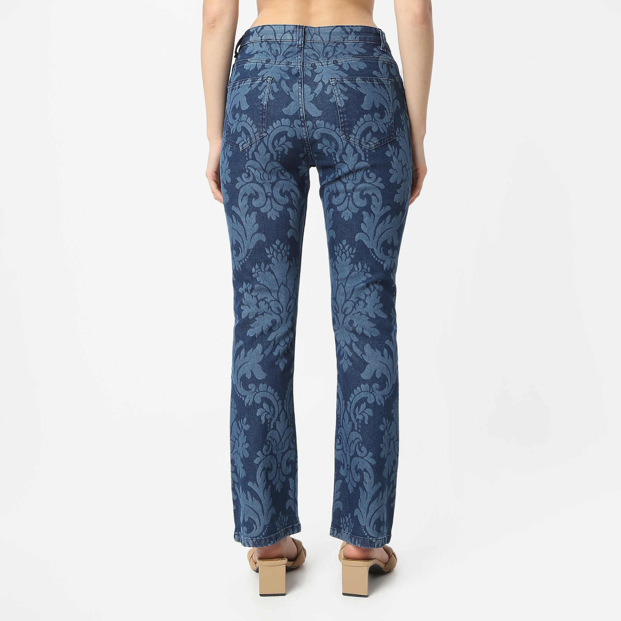 Boot Cut Printed High Rise Jeans for Women - Stretchy Denim Pants with Flared Leg | Perfect for Casual Wear, Office & Night Out