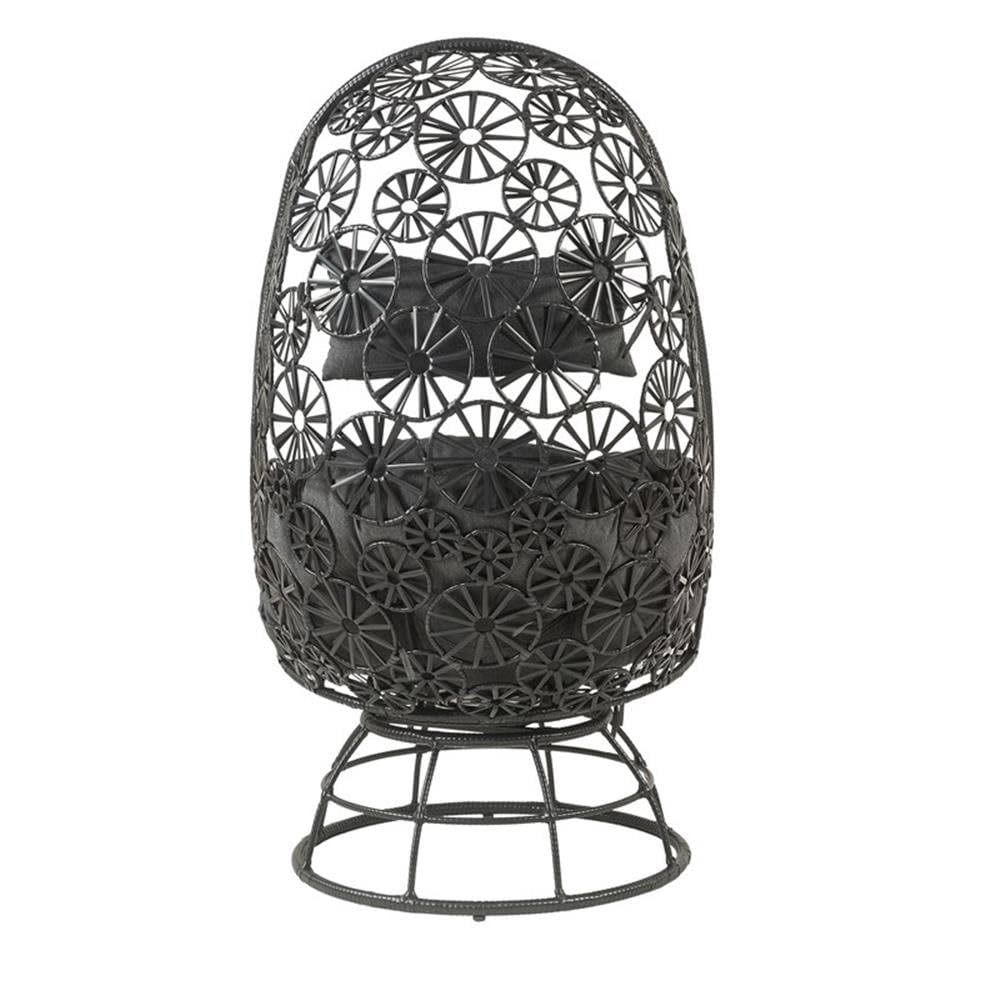 Acme Hikre Wicker Patio Lounge Chair with Side Table - Charcoal & Black Outdoor Furniture Set for Poolside, Garden, and Backyard Relaxation