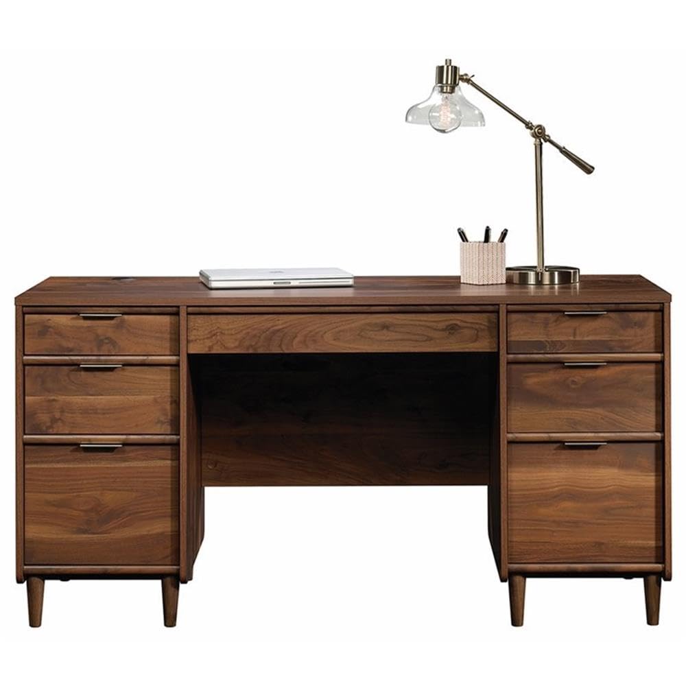 Pemberly Row Transitional Engineered Wood Computer Desk in Grand Walnut - Home Office Desk for Work & Study, Modern Writing Desk for Small Spaces