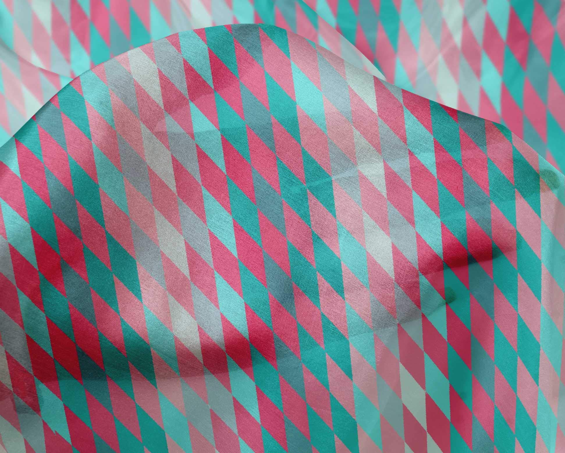 oneOone Silk Tabby Medium Pink Argyle Check Dress Fabric - 42 Inch Wide by The Yard | Perfect for DIY Dresses, Skirts, and Fashion Projects
