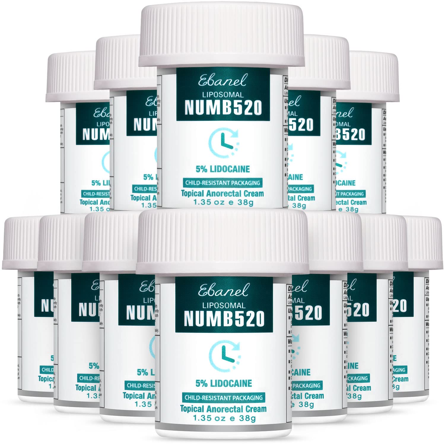 Ebanel 5% Lidocaine Numbing Cream - Maximum Strength Topical Anesthetic for Pain Relief, Burns & Itching - 12 Pack with Allantoin & Vitamin E - Hemorrhoid Treatment & Local Anorectal Uses - Perfect for Tattoo Aftercare, Waxing & Minor Skin Procedures
