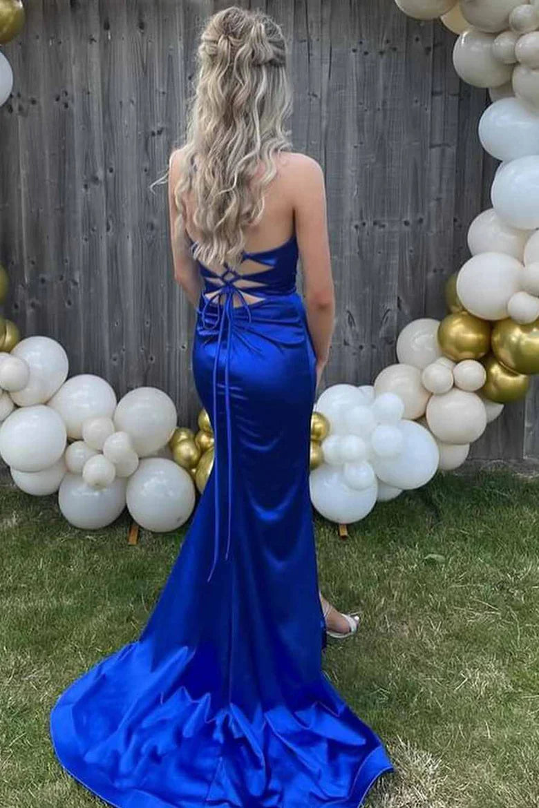 Elegant Royal Blue Mermaid Prom Dress with V-Neck & Strapless Design - Perfect for Homecoming, Formal Dances & Special Occasions