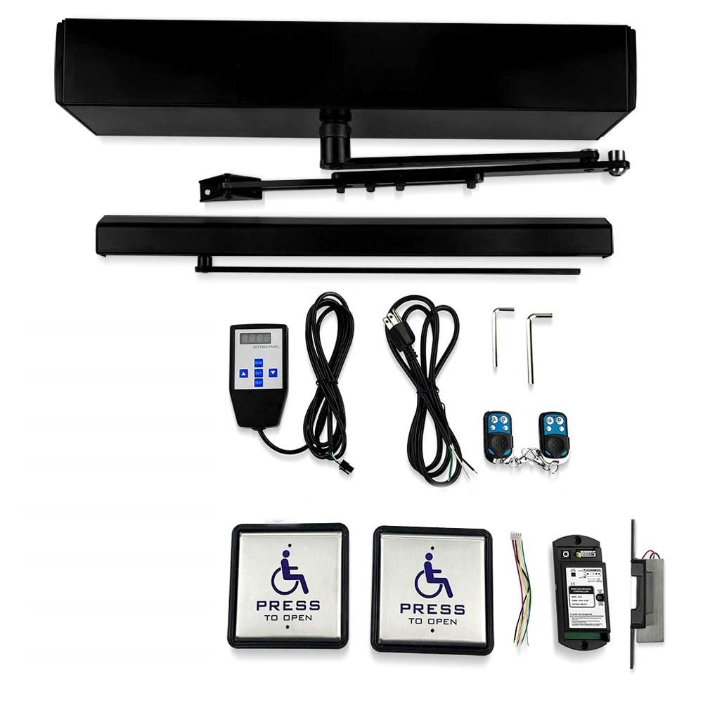 Olideauto Black Wireless Commercial Electric Swing Door Opener with 4.5