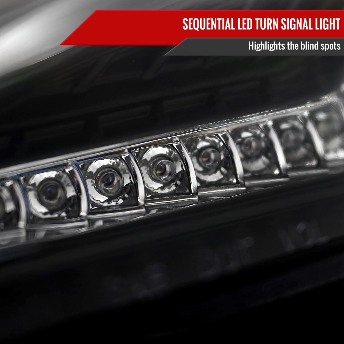 13-16 Black LED Sequential Projector Headlights with Turn Signal - 2PC Set for Enhanced Night Driving & Style Upgrade