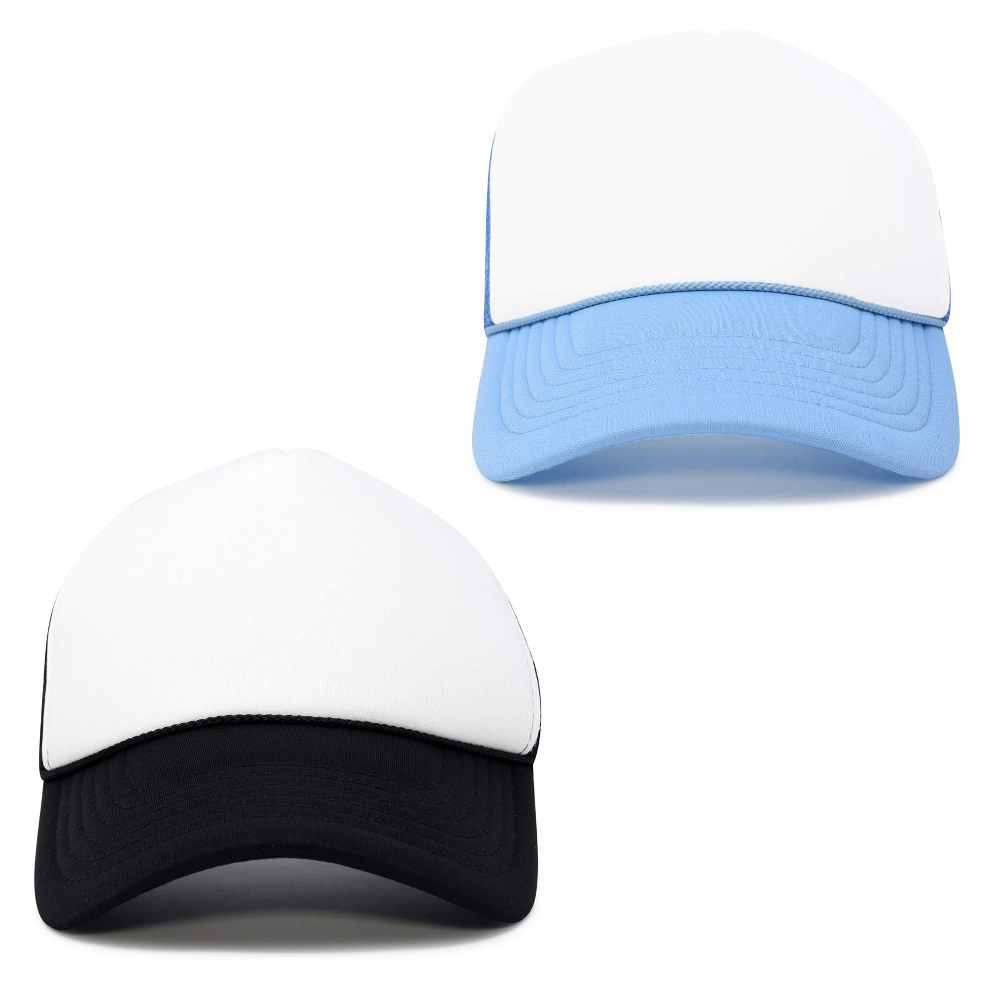DALIX Two Tone Blank Trucker Hats - 2 Pack Adjustable Snapback Caps for Men & Women - Perfect for Outdoor Activities, Sports, and Casual Wear