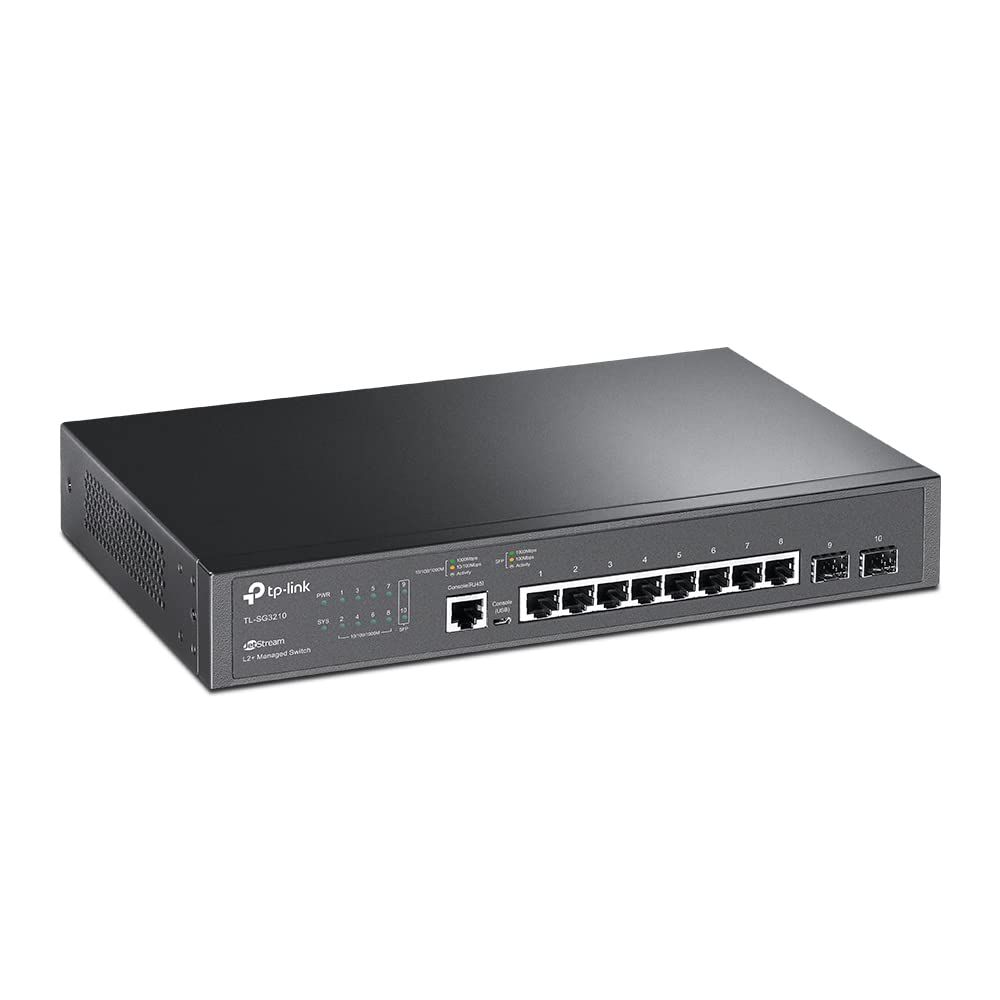TP-Link TL-SG3210 v3 8-Port Gigabit Ethernet Switch with 2 SFP Slots | Omada SDN Integrated Smart Managed L2+ Switch | IPv6, Static Routing, QoS (L2/L3/L4), IGMP & LAG Support | 5-Year Warranty | Ideal for Home Office, Small Business Network & Data Center Connectivity