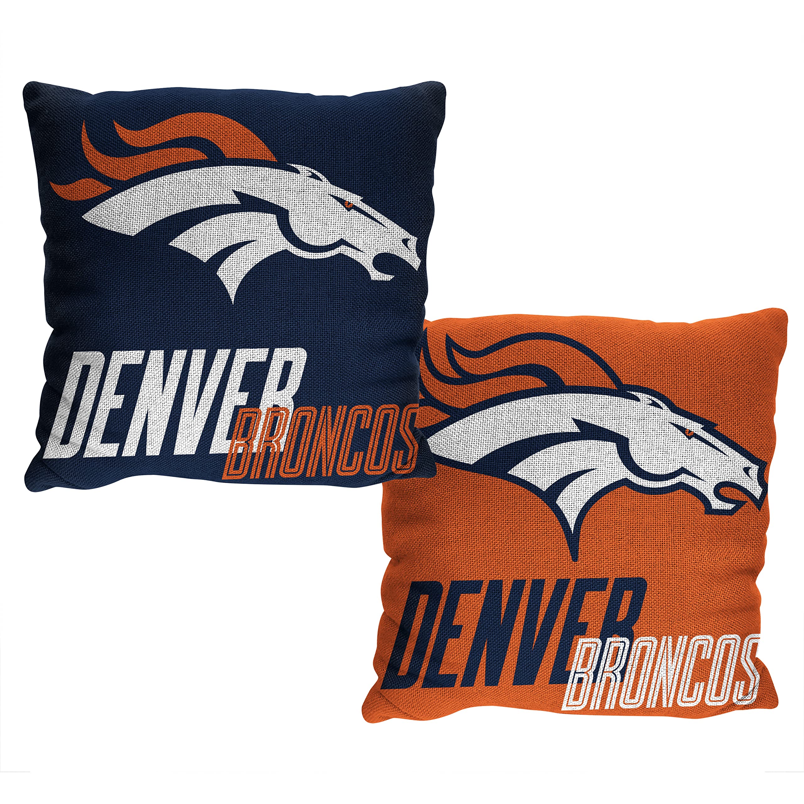 Denver Broncos NFL Jacquard Throw Pillow 20x20 Inches - Reversible Double-Sided Decorative Couch Pillow for Football Fans | Perfect for Game Day, Living Room & Sports-Themed Decor
