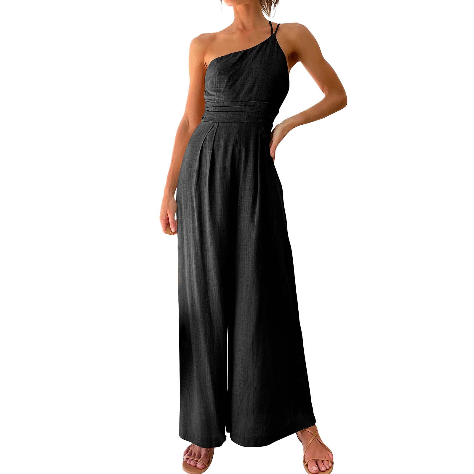 Women's Floral Sleeveless Jumpsuit Romper - Loose Fit Summer Overalls with Pockets | Casual Outfit for Beach, Vacation & Outdoor Activities