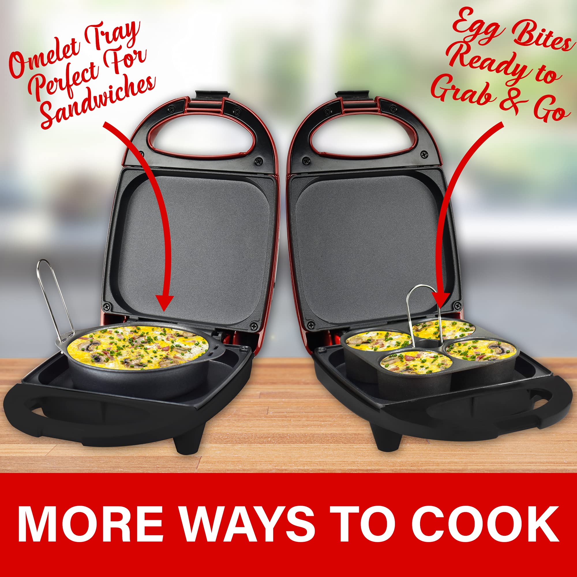 Brentwood TS-256R Electric Egg Cooker - Fast & Easy Hard Boiled, Poached, Scrambled Eggs Maker, Red - Perfect for Breakfast, Meal Prep & Keto Diet