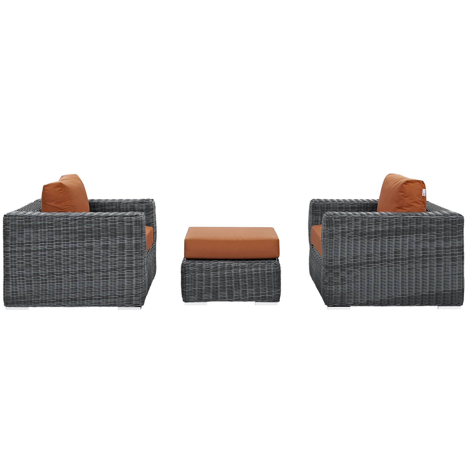 Modway Summon 3-Piece Outdoor Patio Sectional Sofa Set with Sunbrella Cushions in Canvas Tuscan - Waterproof Wicker Furniture for Backyard, Poolside & Garden Relaxation
