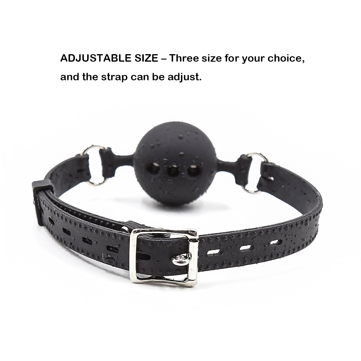 Premium Silicone Breathable Ball Gag for Adults - BDSM Bondage Restraint, Safe Sex Toy (1.5 Inch, Black) - Perfect for Role Play, Sensory Deprivation & Spicing Up Your Intimate Moments