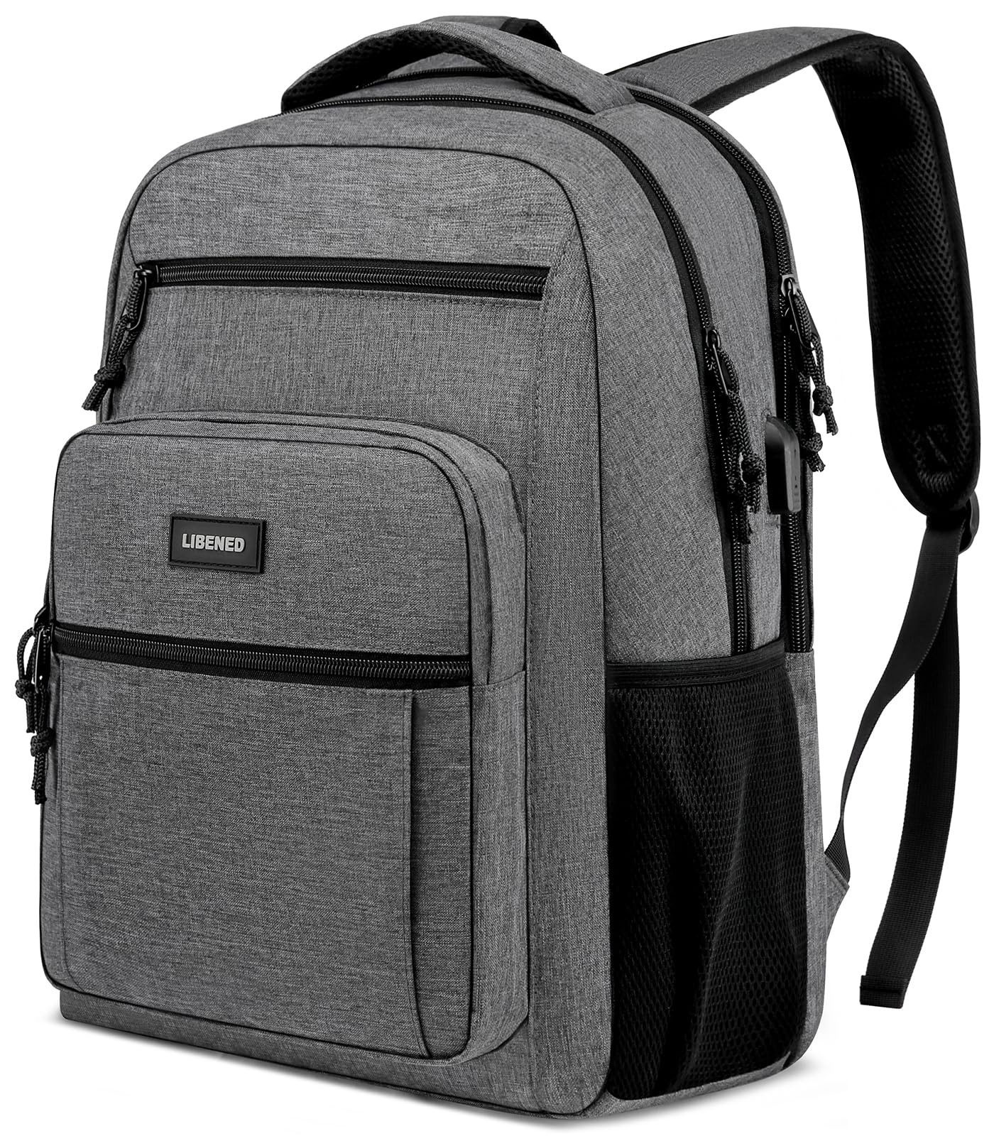 Durable 17.3 Inch Laptop Backpack for Women & Men - USB Charging Port School Backpack for High School & College Students - Large Grey Computer Bookbag - Perfect for Travel, Work & Daily Commute