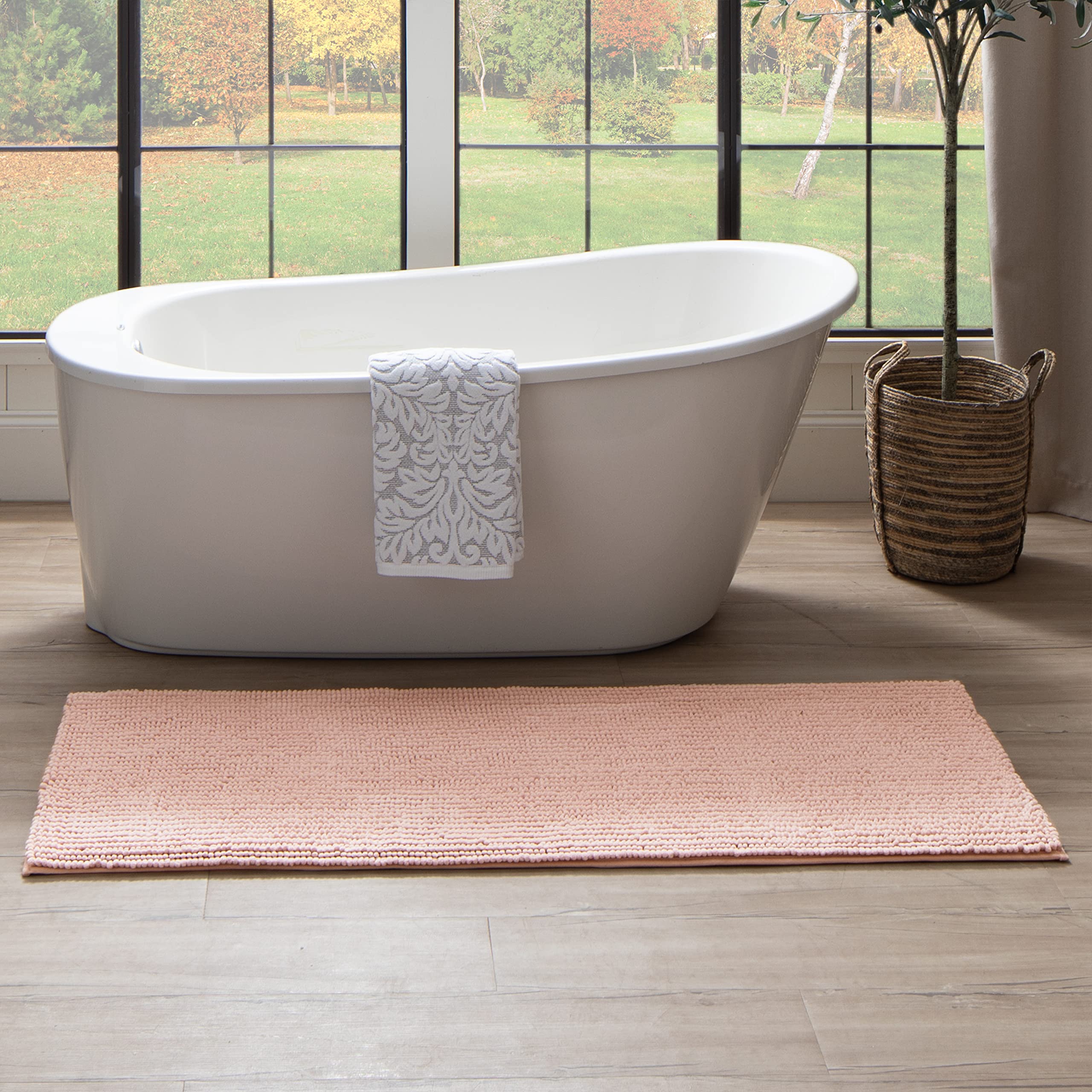Mohawk Home Homespun Noodle Blush 2' x 5' Soft Absorbent Bath Rug - Perfect for Bathroom, Shower, and Vanity Areas