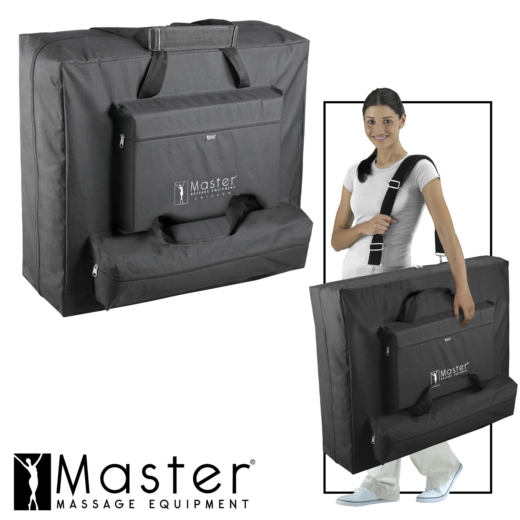 Portable Massage Table with Ambient Light System - Master Massage 30 DEL RAY Black - Perfect for Home Spa, Professional Therapy & Relaxation Sessions