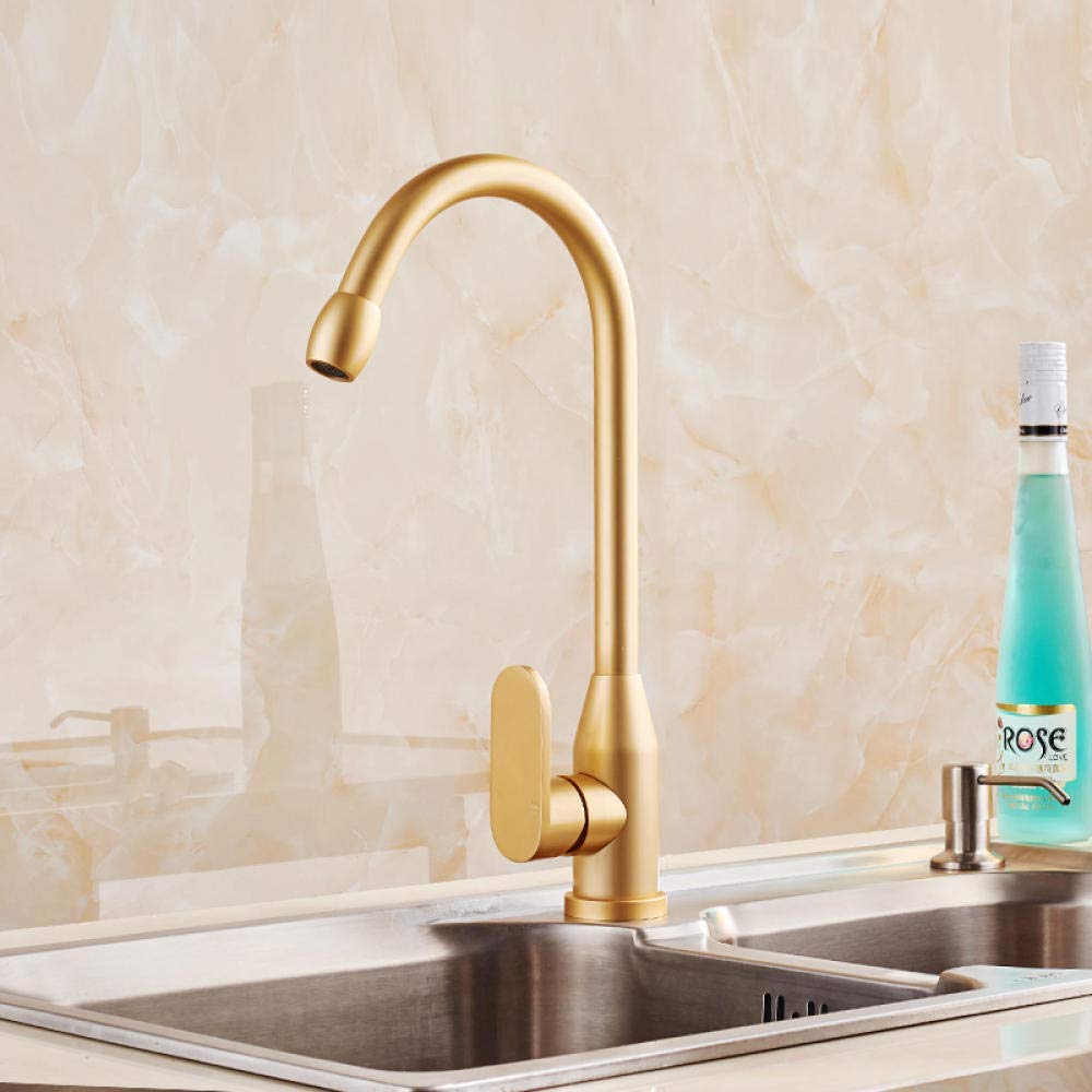 ShiSyan Gold Kitchen Faucet - Space Aluminum Single Handle Hot & Cold Water Vessel Sink Mixer Tap with 360° Rotation - Perfect for Modern Kitchens, Bar Sinks, and RV Use