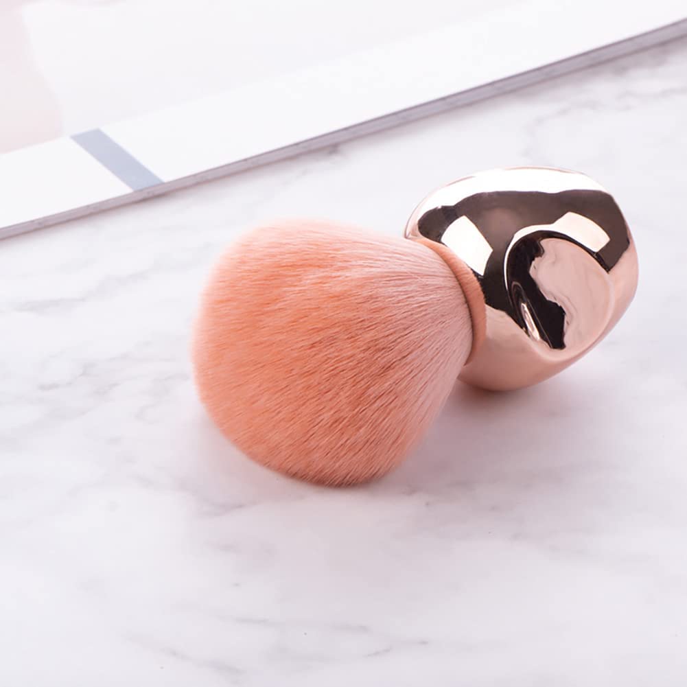 UNIMEIX Round Head Nail Dust Brush - Professional Nail Art Powder Remover & Cleaner for Acrylic, UV Gel & Dip Powder Nails - Kabuki Style Brush with Soft Bristles (Rose Pink) - Perfect for Salon, Home Manicure & Nail Art Enthusiasts