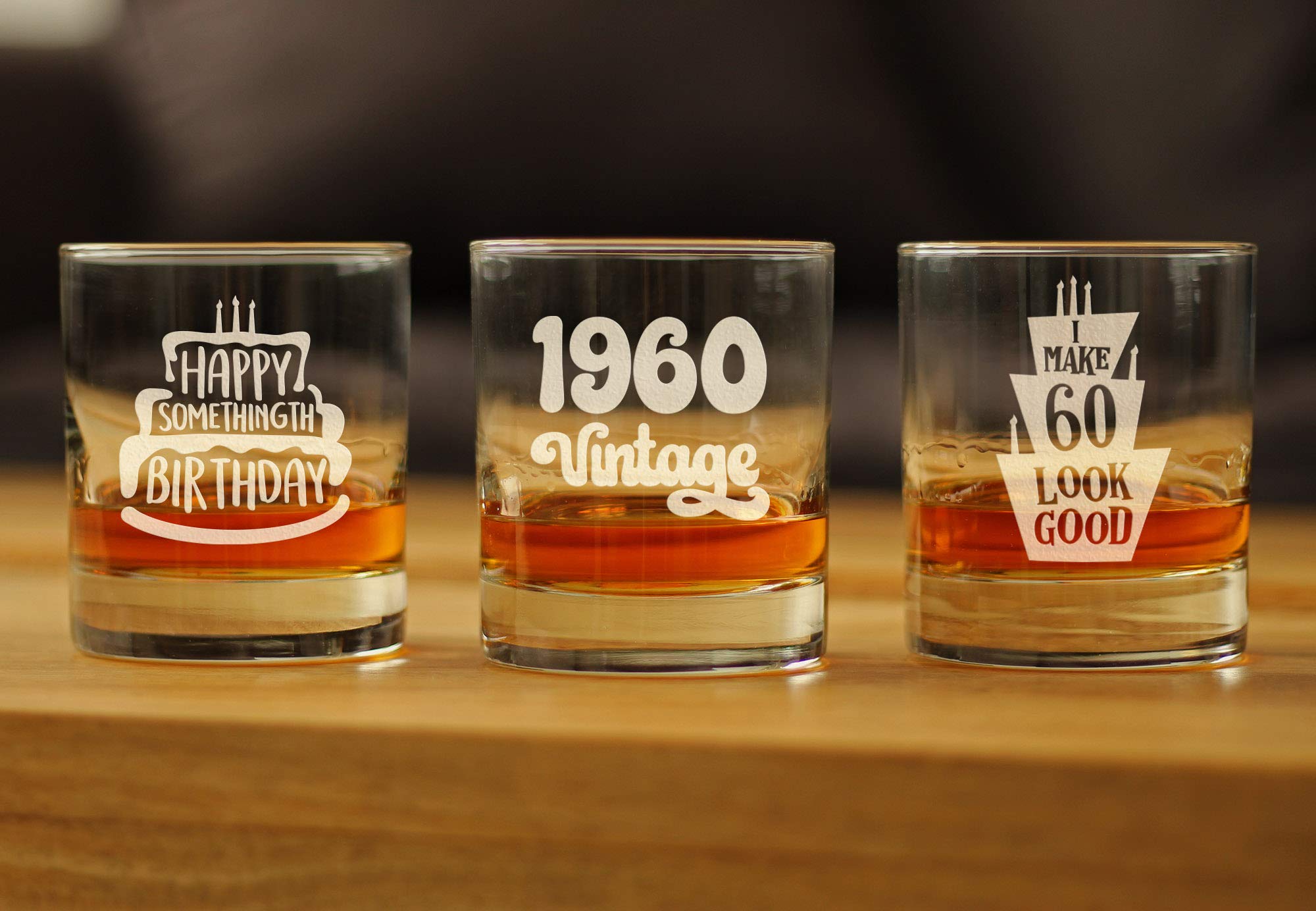 Funny Whiskey Rocks Glass - Happy Birthday Gift for Women & Men Over the Hill - Whisky Tumbler for Scotch & Bourbon Lovers - Perfect for 40th, 50th Birthday Parties & Retirement Celebrations