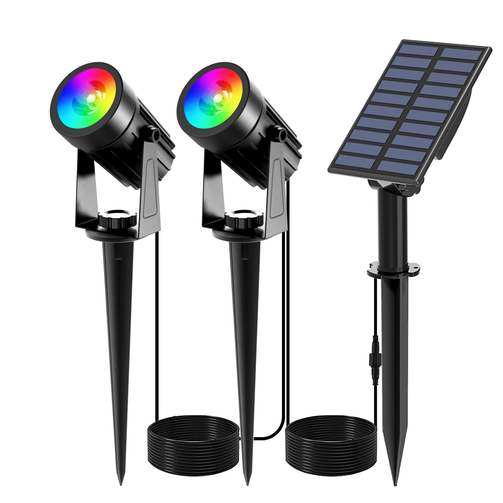 T-SUNUS Solar Spot Lights with Color Changing RGB LED - IP65 Waterproof Outdoor Landscape Lighting for Garden, Pathway, Trees | Perfect for Patio Decor, Yard Illumination & Holiday Displays