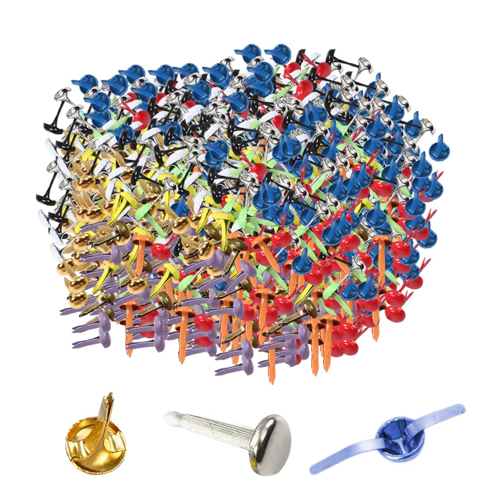 1000 PCS Multicolor Mini Brads Paper Fasteners - 2024 New Round Brads for Paper Crafts, DIY Art Projects & School Supplies - Perfect for Scrapbooking, Card Making & Crafting (Multicolor)