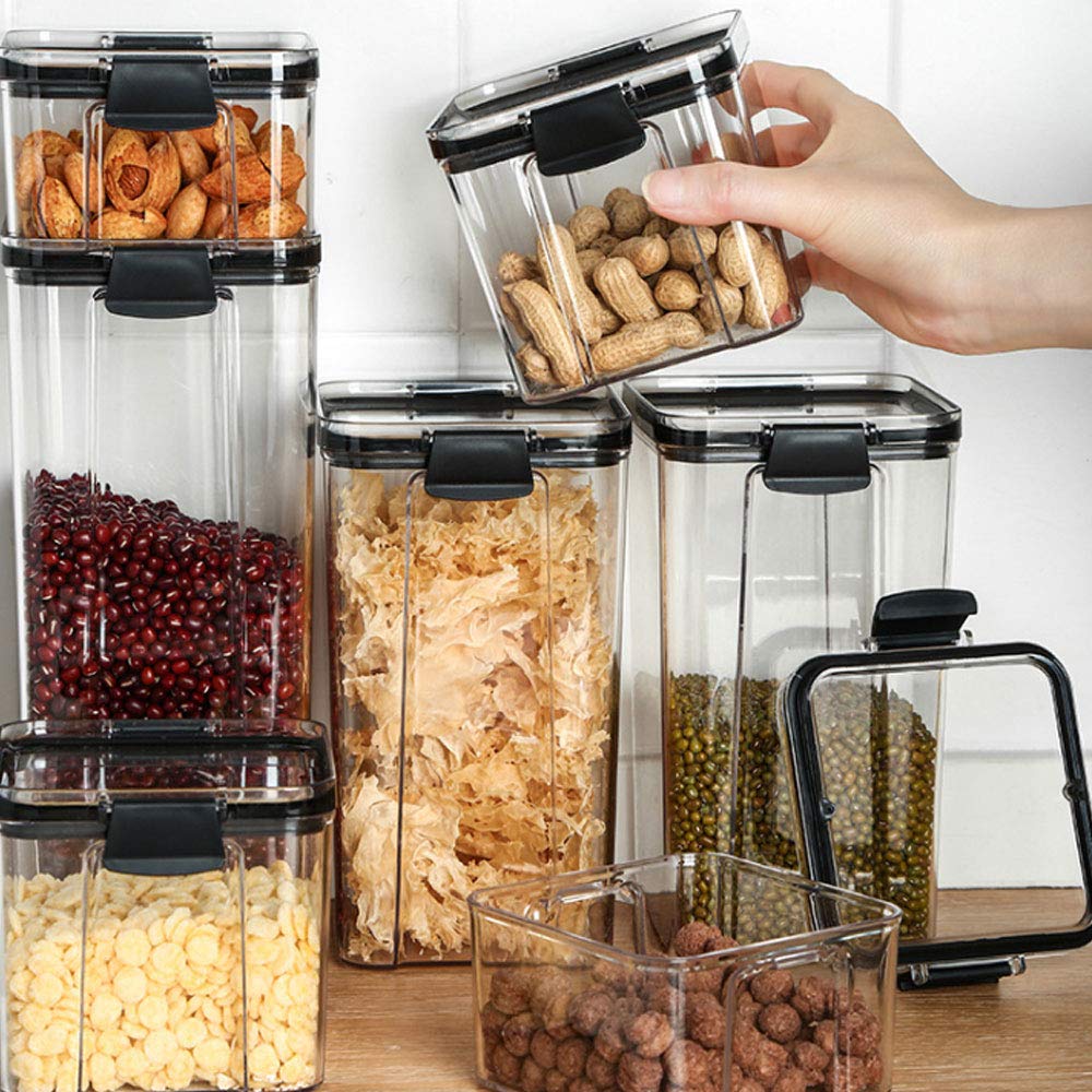 BPA-Free Airtight Food Storage Containers - 1.8L/60.87oz Clear Plastic Kitchen & Pantry Organization Containers for Flour, Sugar, Cereal, Rice, Pasta | Perfect for Meal Prep & Bulk Food Storage