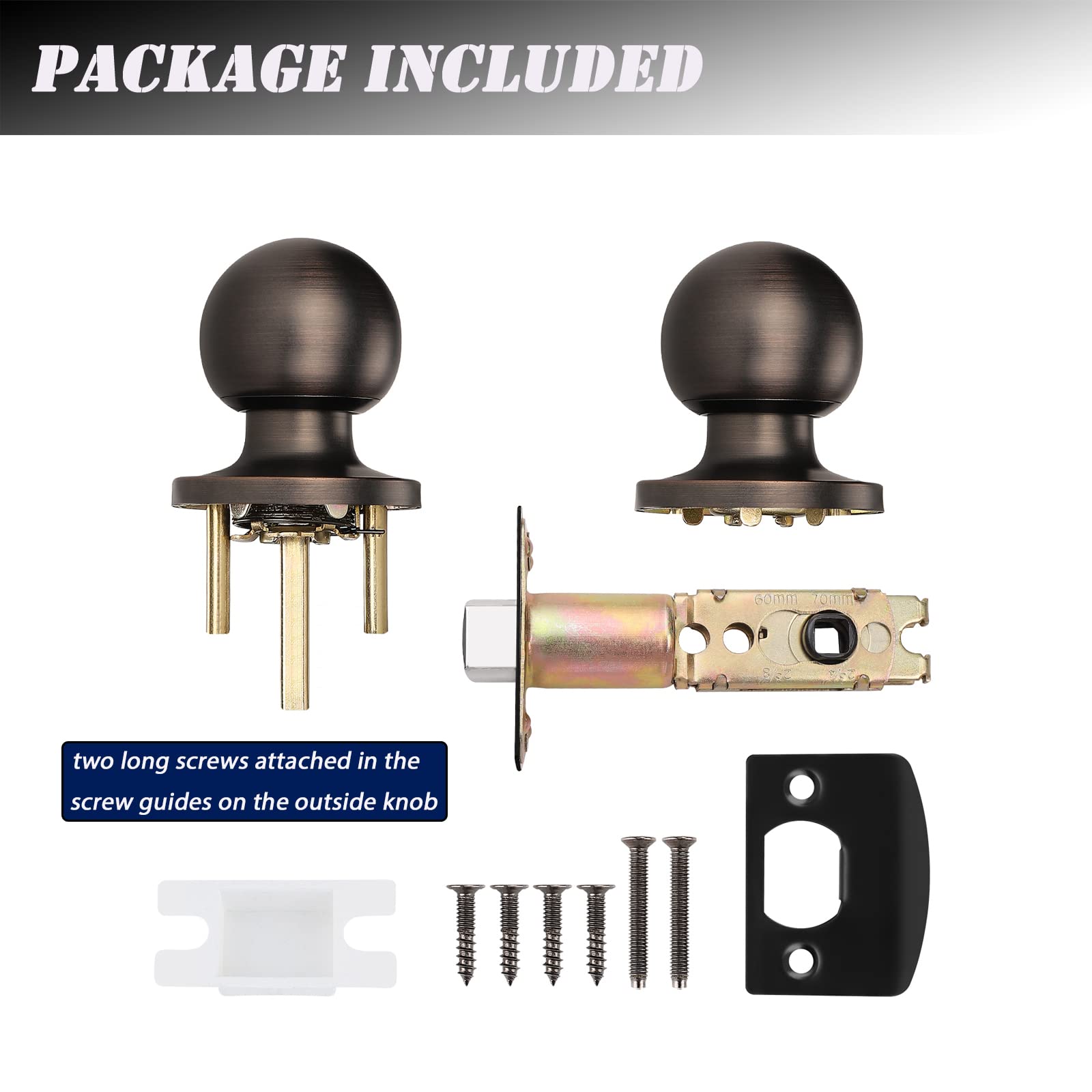 Probrico 8 Pack Keyless Interior Door Knobs - Oil Rubbed Bronze Passage Door Lockset for Hallway & Closet (Easy Installation, Smooth Operation for Home & Office Use)