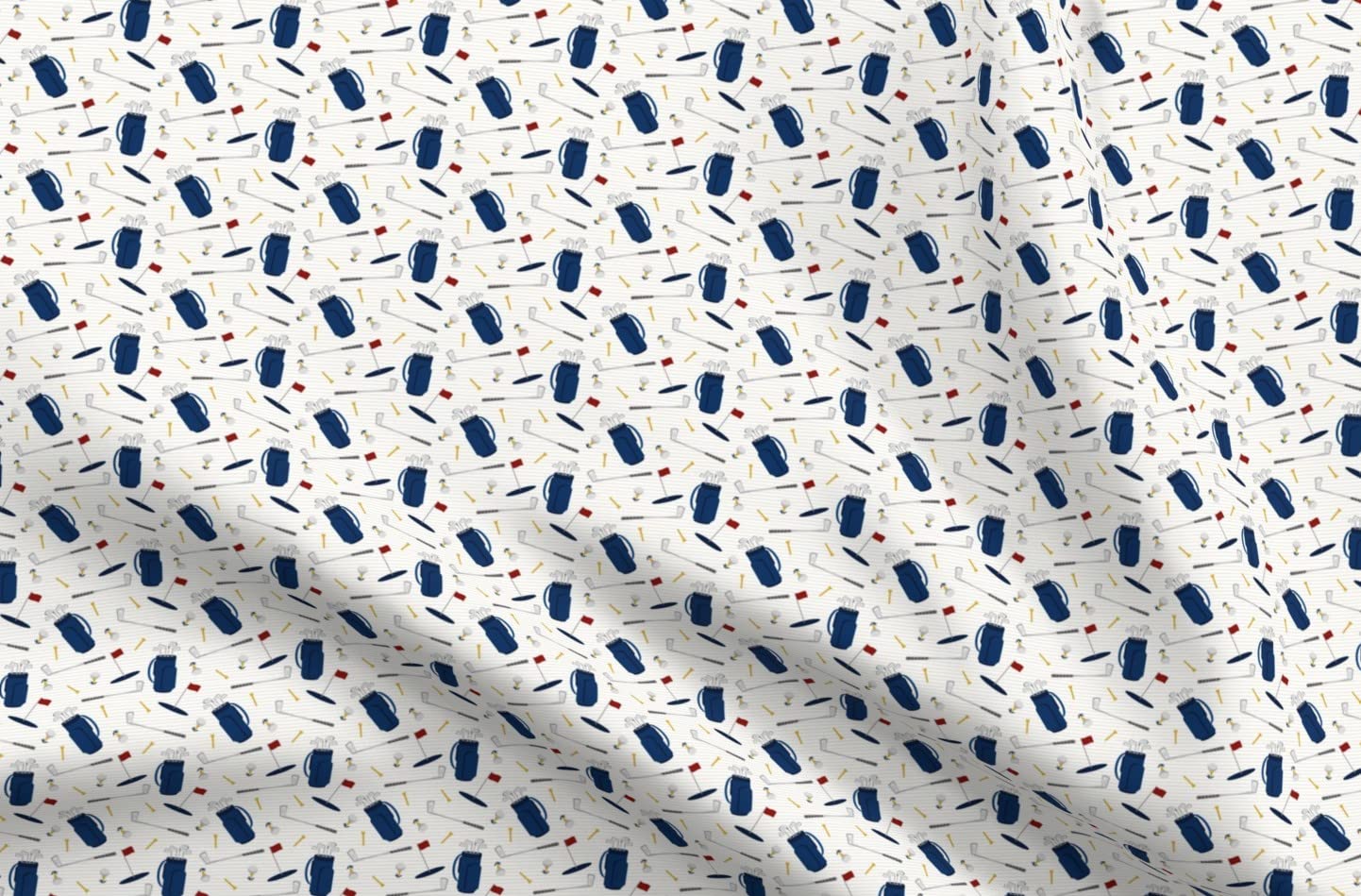 Premium Golf Themed Nursery Fabric - Small Scale Tee Time Navy Tan Printed on Soft Minky Fabric by The Yard - Perfect for Sewing Baby Blankets, Quilt Backing & Plush Toys | Ideal for Sports Clubs, Nursery Decor & DIY Projects