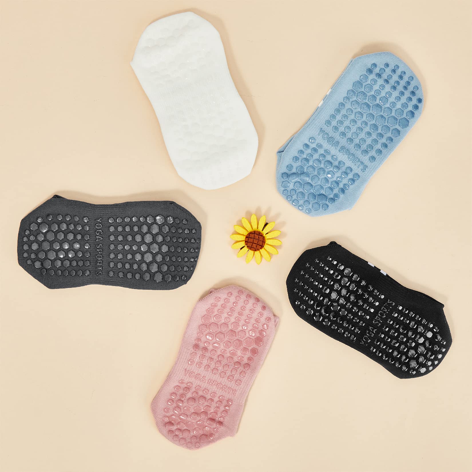 Century Star Non-Slip Pilates & Yoga Socks for Women - Anti-Skid Grip Hospital Socks with Stripe Design, Perfect for Barre, Workout & Sports Activities | Ideal for Yoga Studios, Hospitals and Home Fitness