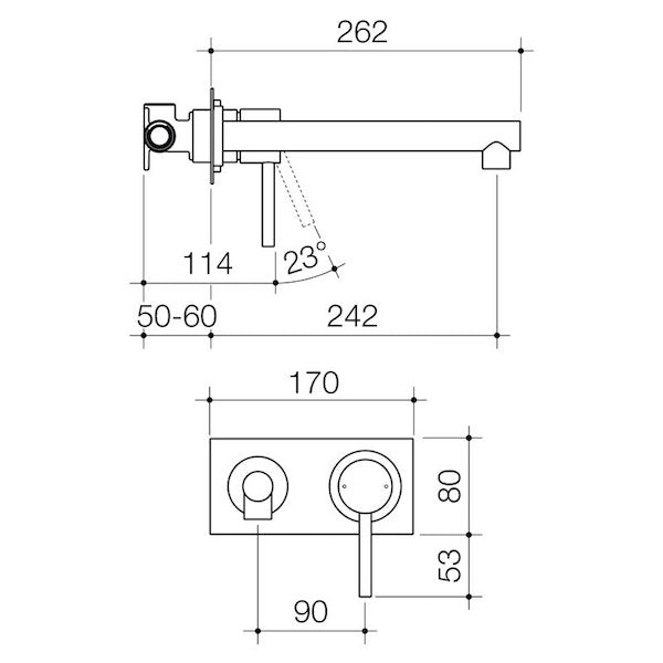 Caroma Titan Stainless Steel Wall Mounted Bathroom Sink Mixer Tap - Modern Waterfall Spout for Vanity, Basin, and Bathroom Renovation (Perfect for Home, Hotel, and Commercial Use)