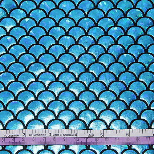 Mermaid Hologram Spandex Fabric Fish Scale Stretch Laser Knit Cloth 58