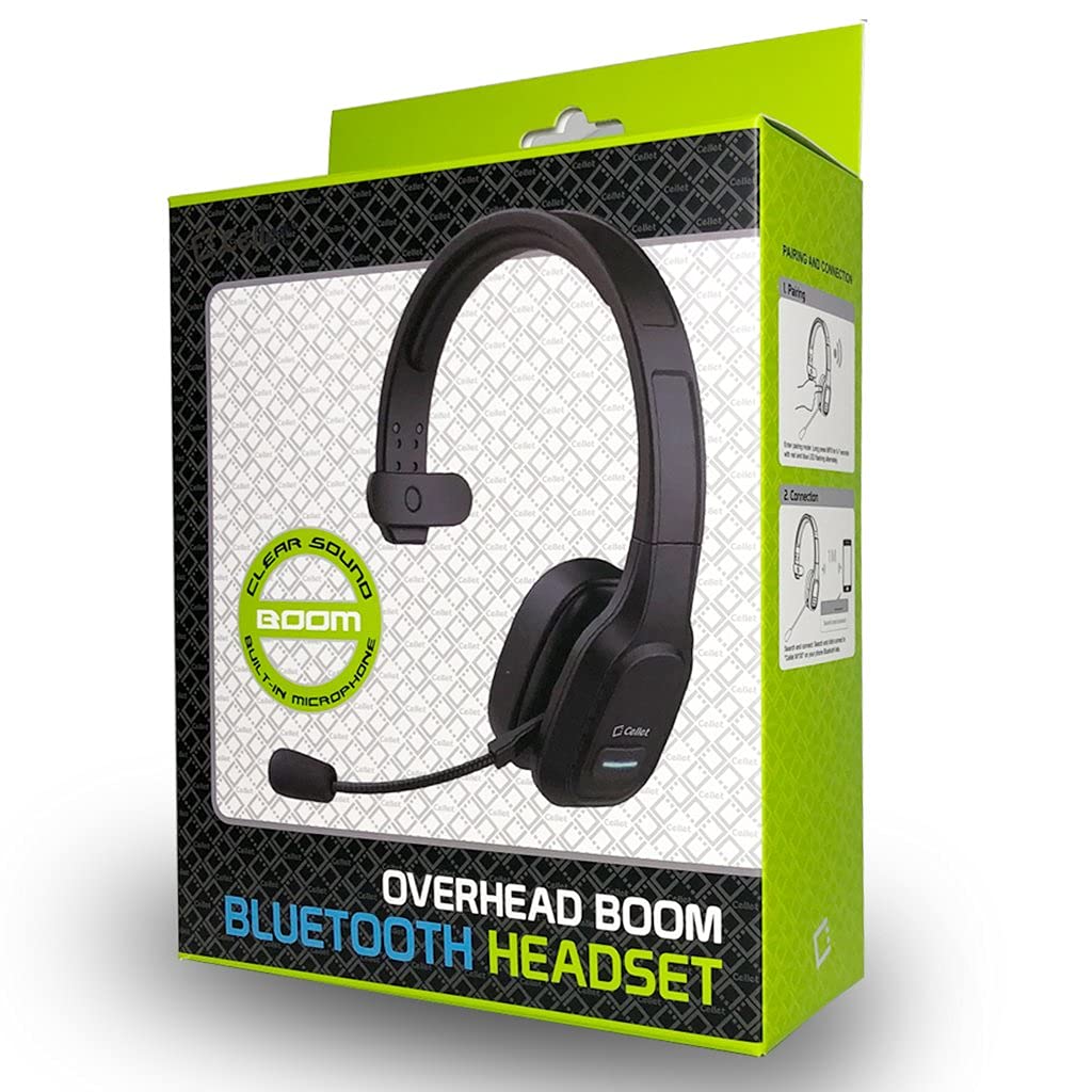 Wireless Bluetooth Headset with Boom Mic for Alcatel A30 - Dual V5.0 Bluetooth & 3.5mm Backup Cable - Noise Cancelling for Truck Drivers & Office Calls (Black) | Perfect for Long Haul Driving & Remote Work
