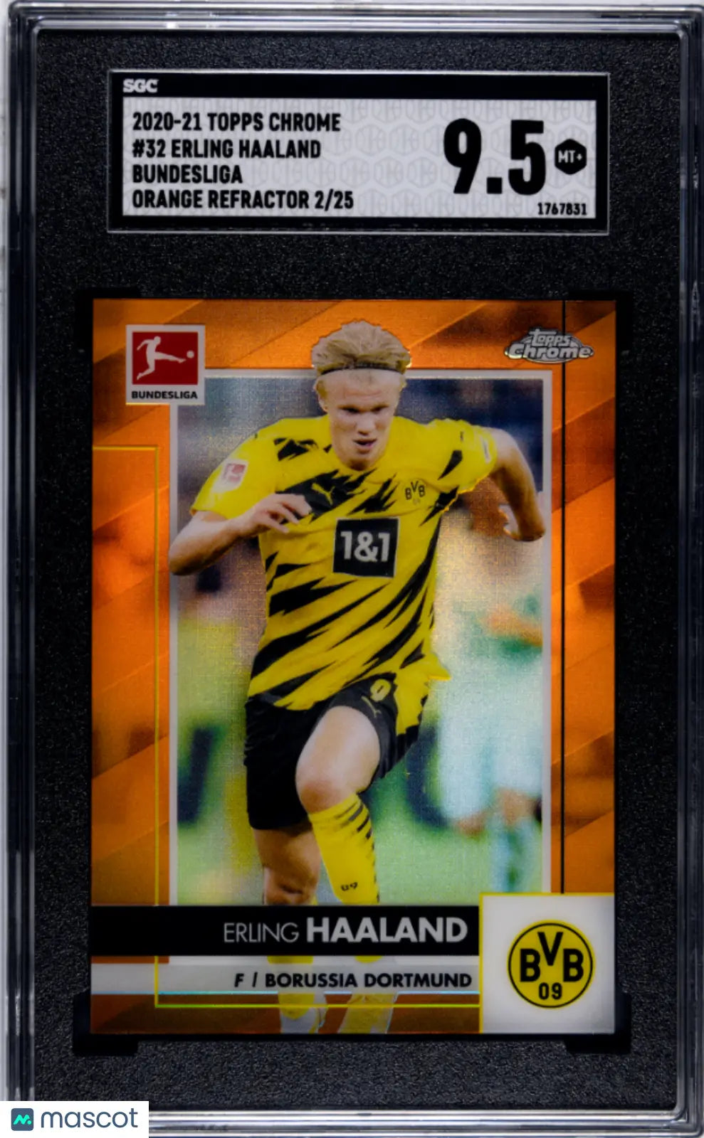 2020-21 Topps Chrome Bundesliga Erling Haaland Orange Refractor SGC 9.5 /25 - Rare Soccer Trading Card for Collectors & Fans - Perfect for Display, Investment & Gifting