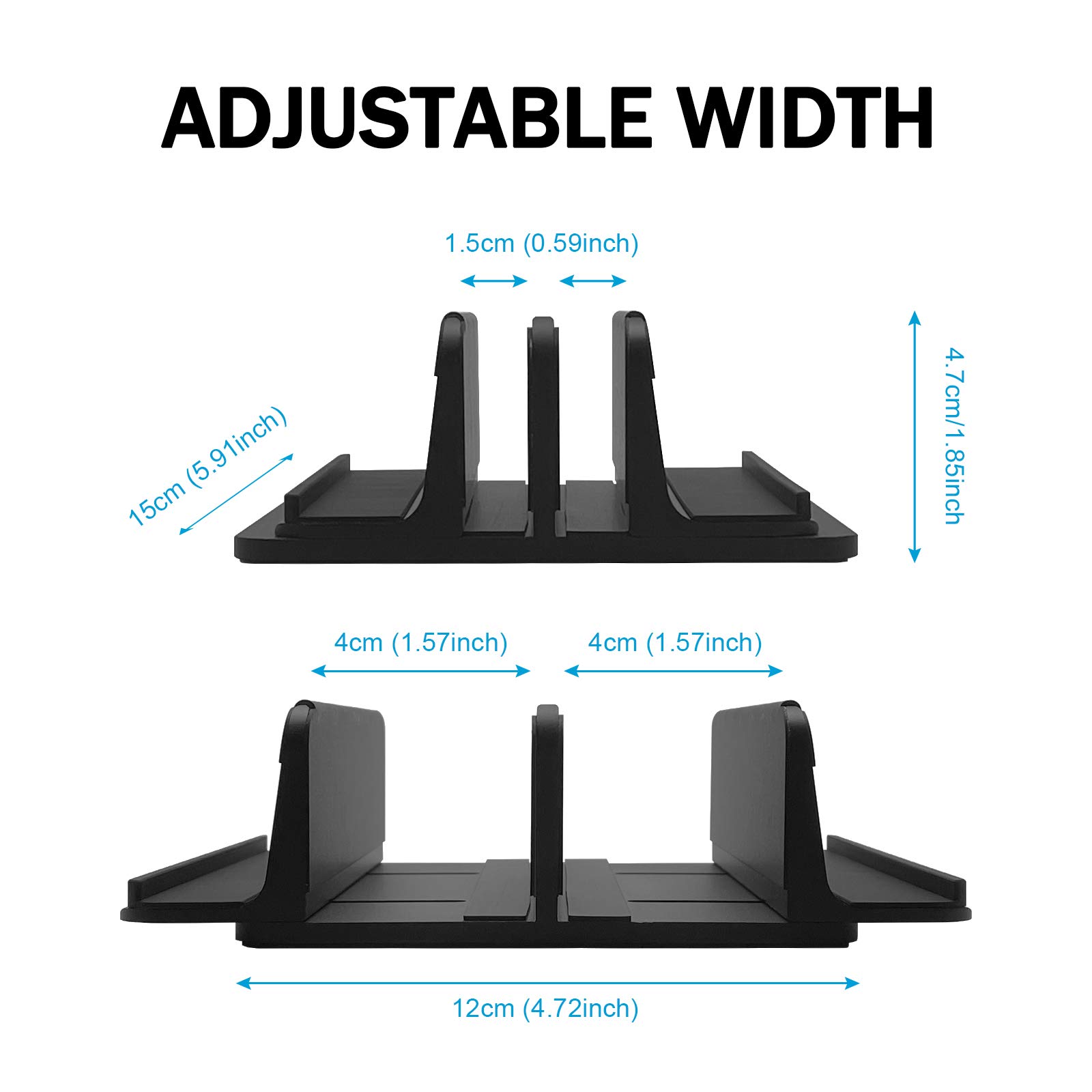 Vertical Laptop Stand for Desk - Heavy Duty 4-Slot Metal Stand with Double Adjustable Tablet Holder | Compatible with MacBook, Surface, Dell, Samsung, HP Chromebook up to 17.5