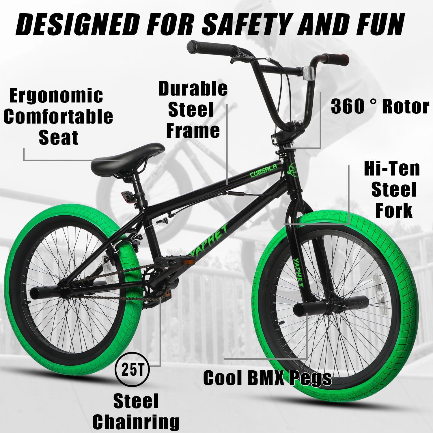 Freestyle BMX Bike 20 Inch - Hi-Ten Steel Frame Bicycle for Teens & Adults - Beginner Friendly BMX Bike in Multiple Colors - Perfect for Street Riding, Park Tricks & Commuting