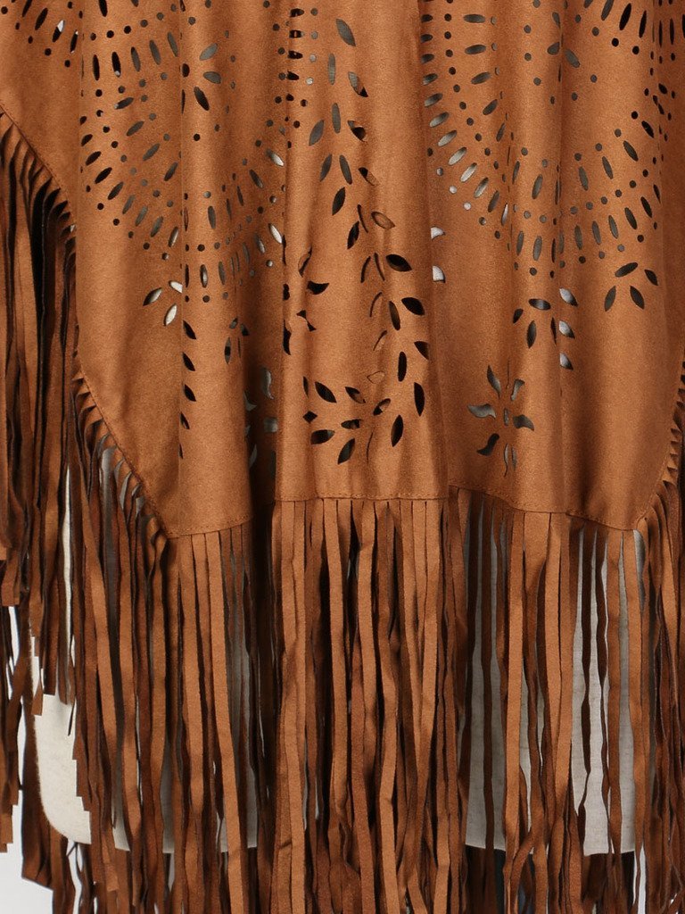 PERSUN Women's Faux Suede Kimono Cape - Asymmetrical Fringed Cover Up Shawl for Women, Lightweight Wrap Cardigan for Fall & Winter, Perfect for Parties, Weddings, and Evening Outfits