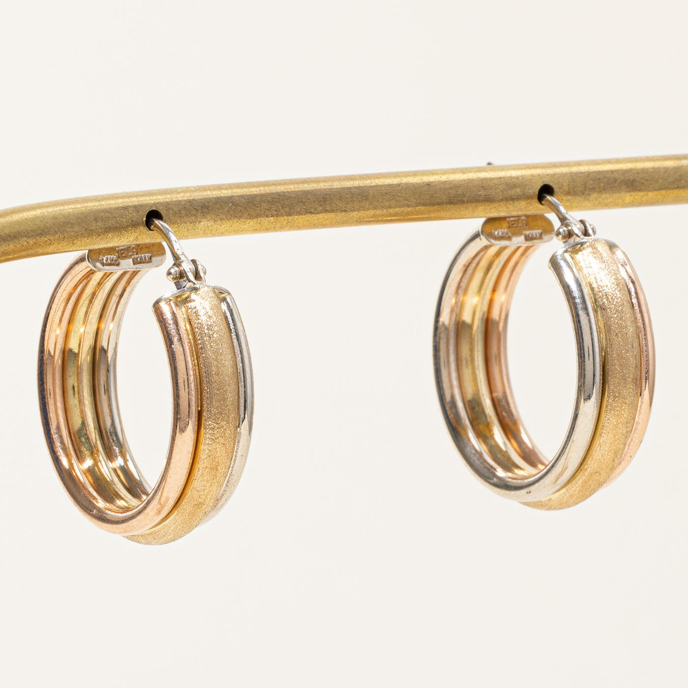 14K Tri-Tone Gold Hoop Earrings for Women - Elegant Yellow, White & Rose Gold Hoops - Perfect for Everyday Wear, Parties & Gifts