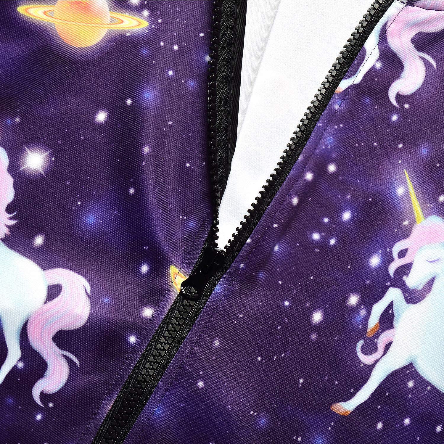 Girls Zip Up Hoodie Jacket - Cute Unicorn & Cat Print Pullover Sweatshirt with Kangaroo Pockets | Warm Fleece-Lined Outerwear for School, Playdates & Outdoor Activities