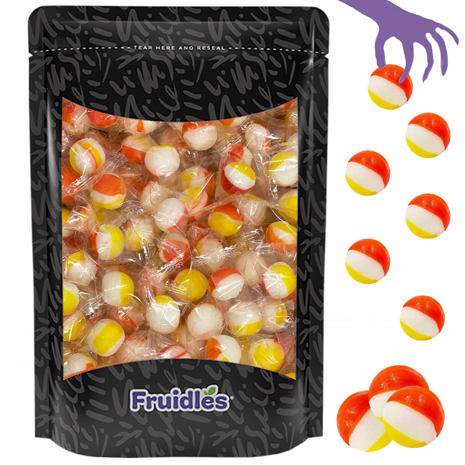 Halloween Candy Corn Lollipops & Candy Balls - 1 Pound Individually Wrapped Bulk Candy for Trick or Treat, Party Favors, Goody Bags & Halloween Celebrations - Perfect for Classroom Treats, Office Parties & Festive Dessert Tables