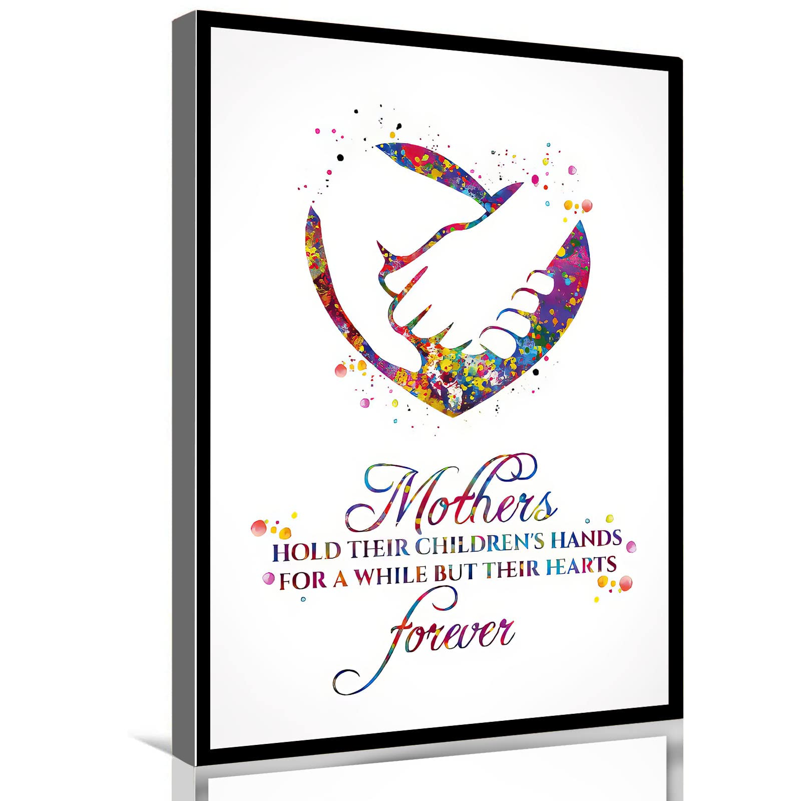 Inspiring 'Mothers Hold Their Children's Hands' Watercolor Canvas Art Print - 12