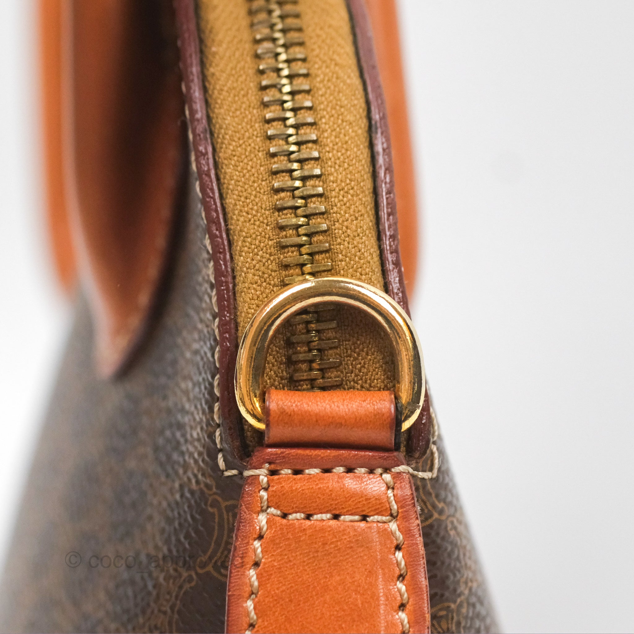 Vintage Celine Macadam Top Handle Handbag in Tan Brown - Perfect for Work, Travel & Everyday Elegance
