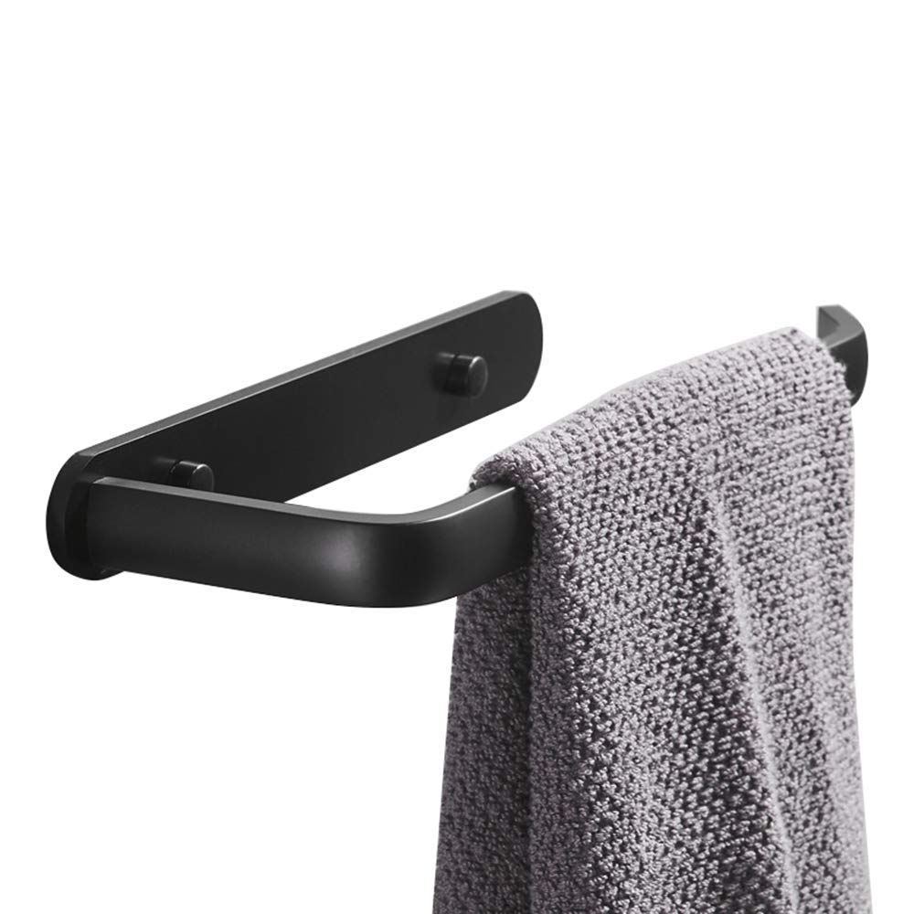 Black Semicircular Porous Aluminum Bath Towel Rack - 33x27x9.4cm Modern Tower Hanger for Bathroom & Kitchen | Space-Saving Towel Holder for Home, Hotel, Spa (Wall Mount)