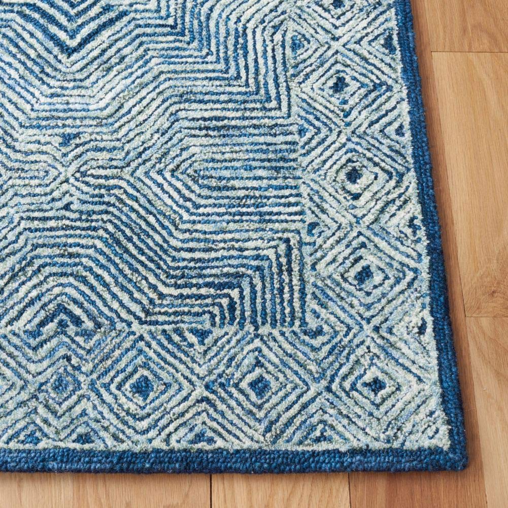 SAFAVIEH Micro-Loop Collection Handmade Wool Area Rug - 5' x 8' Navy Blue (MLP975N) - Durable & Soft for High Traffic Living Room, Bedroom, Office & Entryway