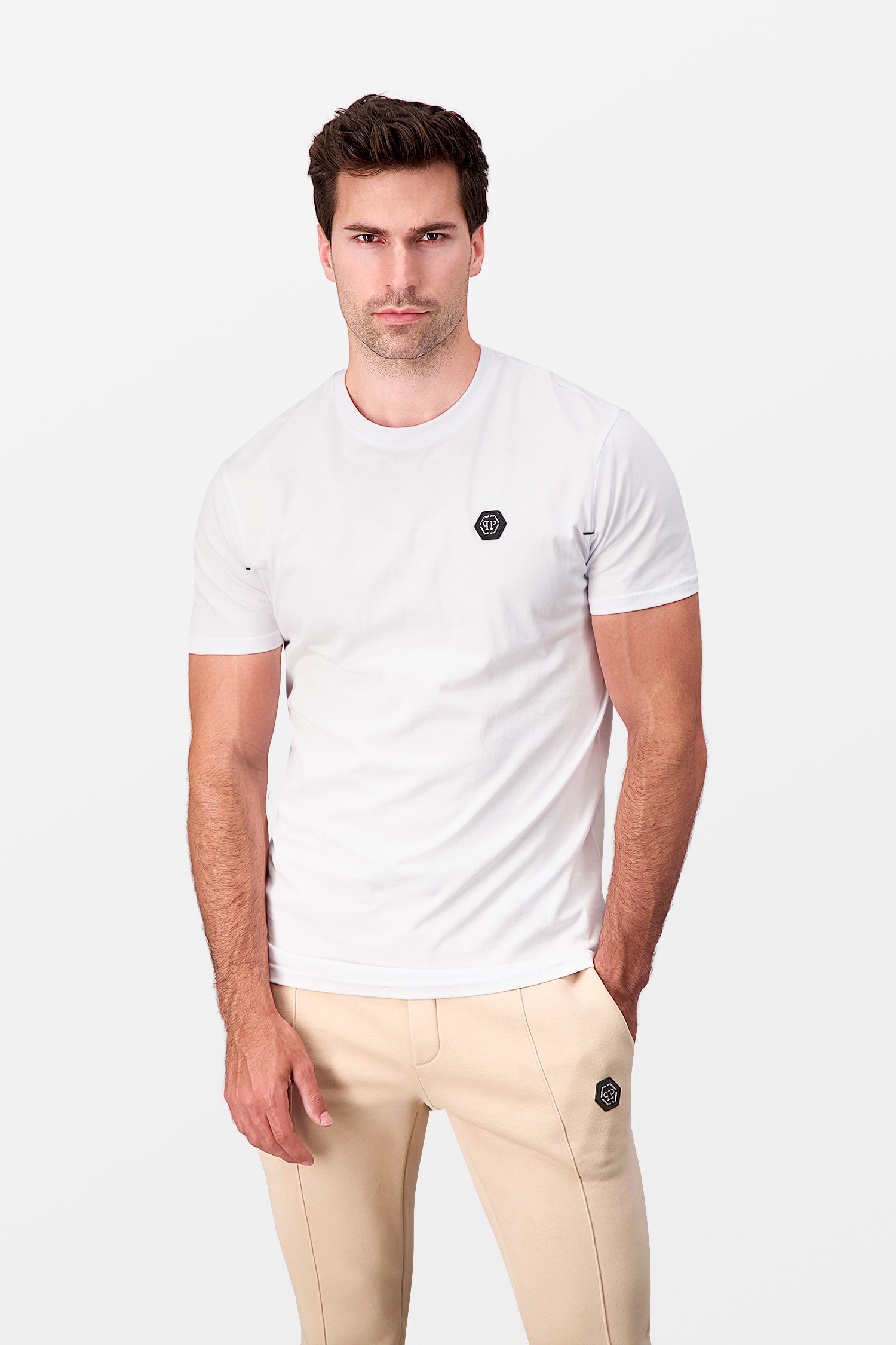 Philipp Plein White Round Neck Short Sleeve T-Shirt for Men | Casual Cotton Tee for Streetwear & Everyday Outfits