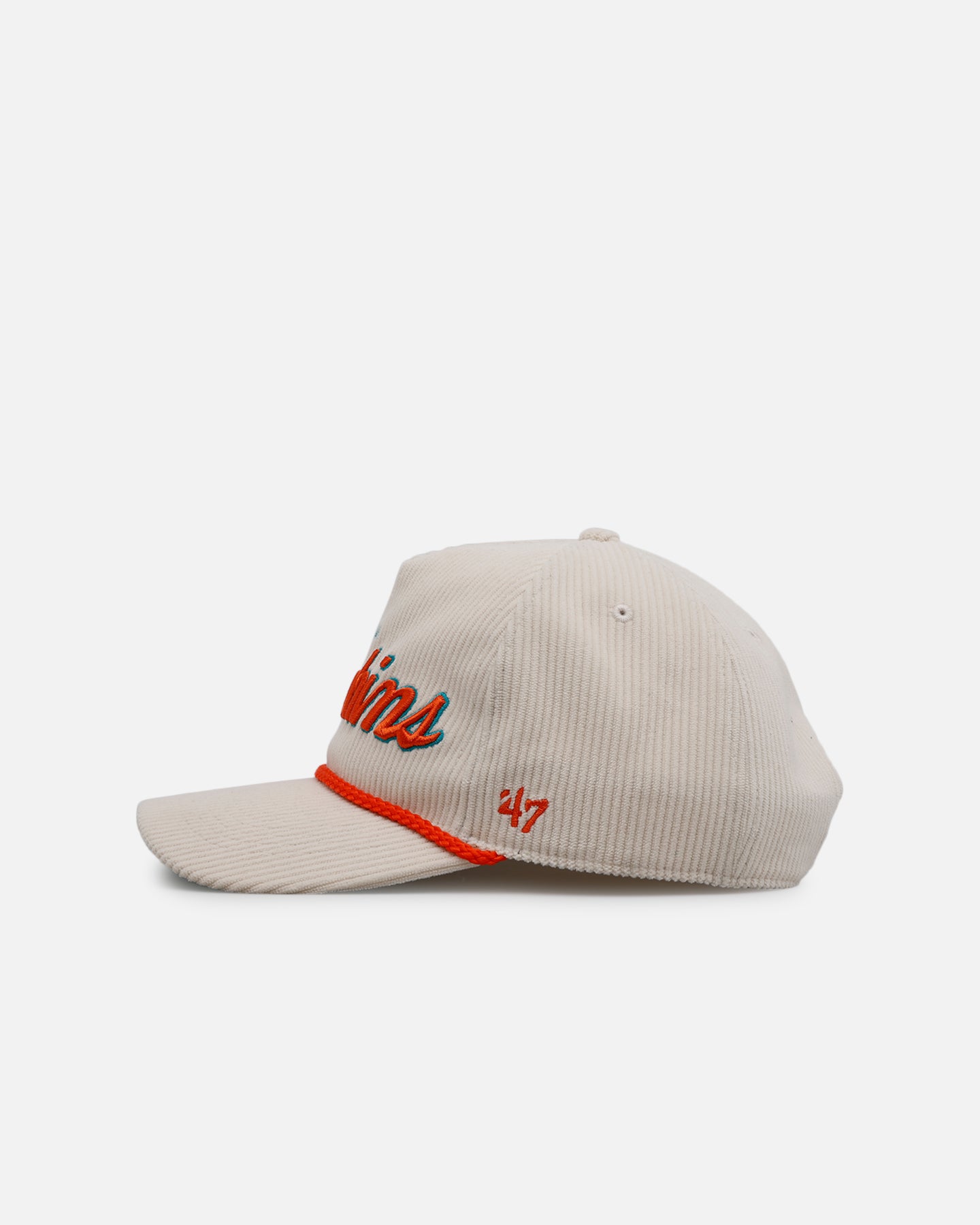 47 Brand Miami Dolphins 'Natural Script' Premium Hitch Corduroy Snapback Hat for Men - Perfect for NFL Games, Sports Events & Casual Wear