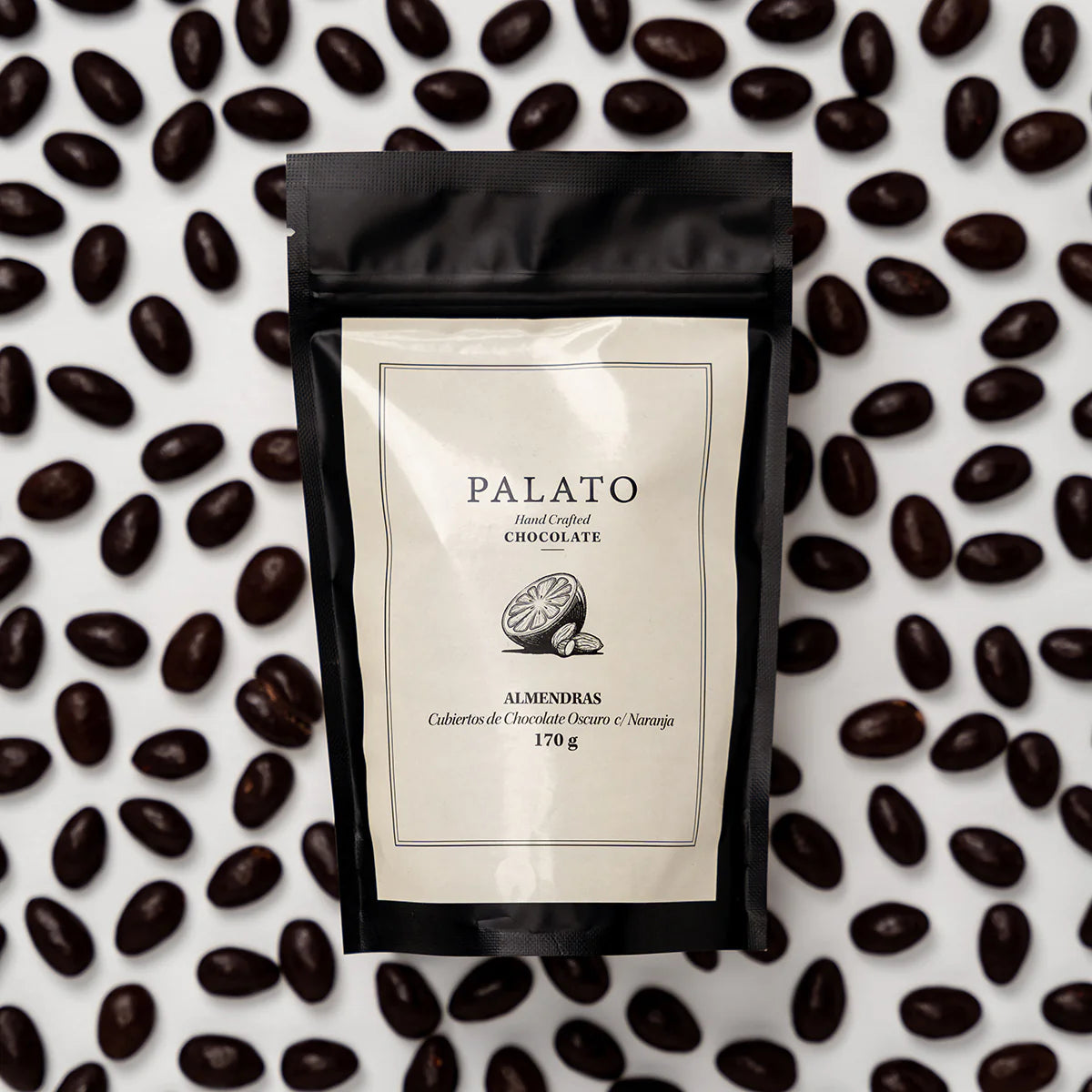 Premium Dark Chocolate Covered Almonds with Orange Flavor - Healthy Snack for Office, Travel & Gifting