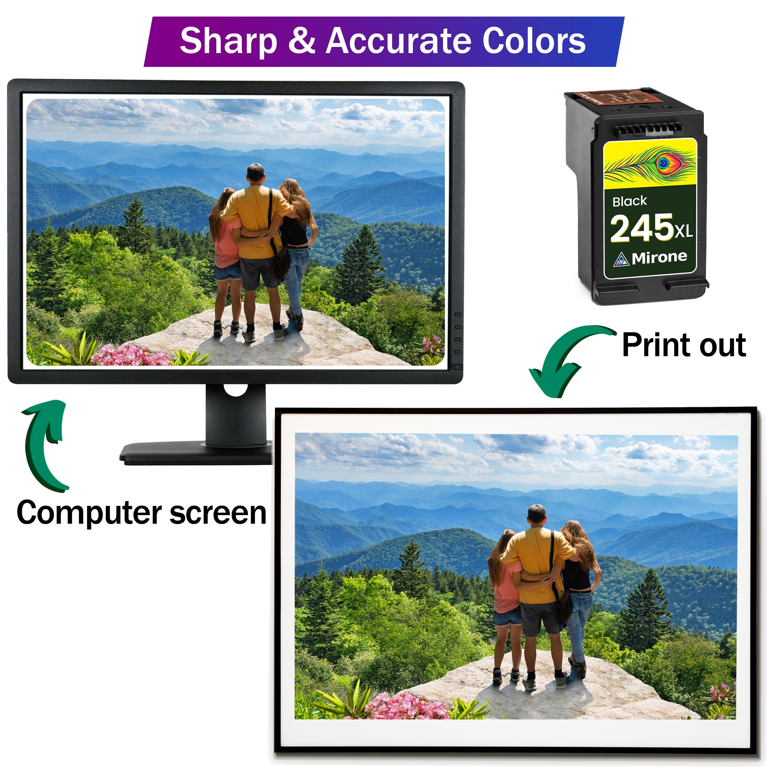 Mirone Compatible Ink Cartridges Replacement for Canon 245/245XL - Works with Canon Pixma MG2522, MX490, TS3322 Printers (1 Black) - High-Quality Printing for Home, Office & School Projects