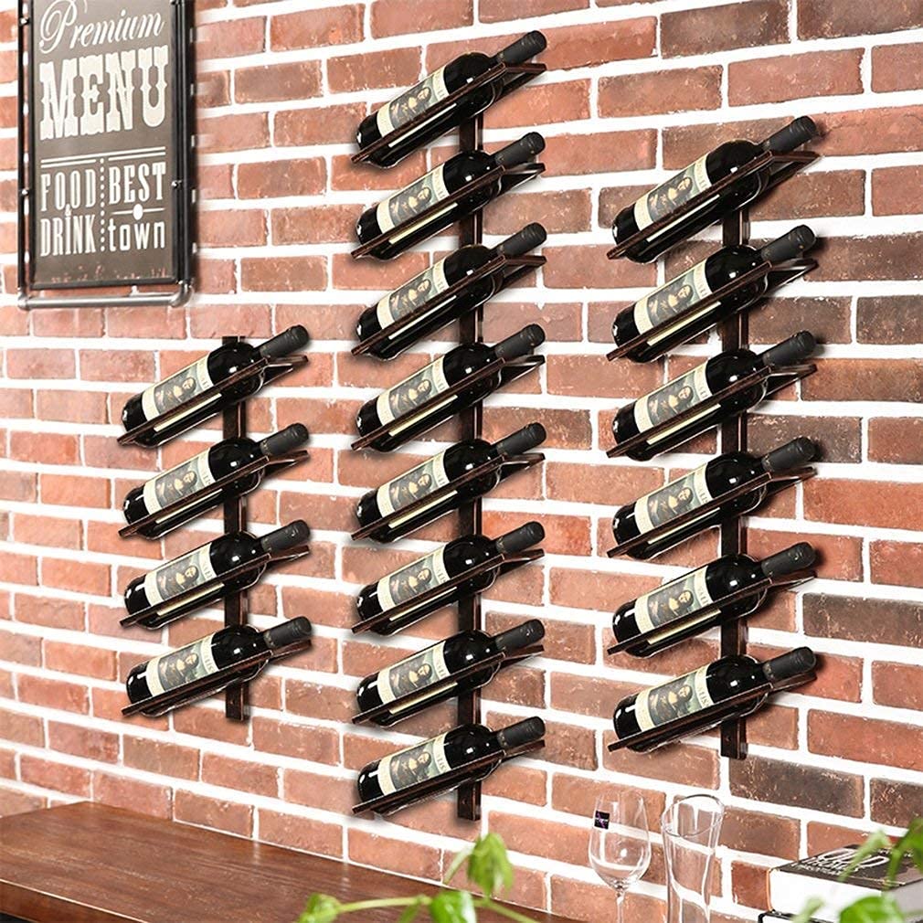 Wall-Mounted Metal Wine Rack - Holds 6 Bottles - Space Saving Wine Storage for Kitchen, Bar or Dining Room