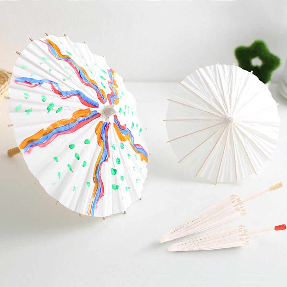 White Paper Wedding Umbrella - 60cm Bridal Party Decor & Photo Prop